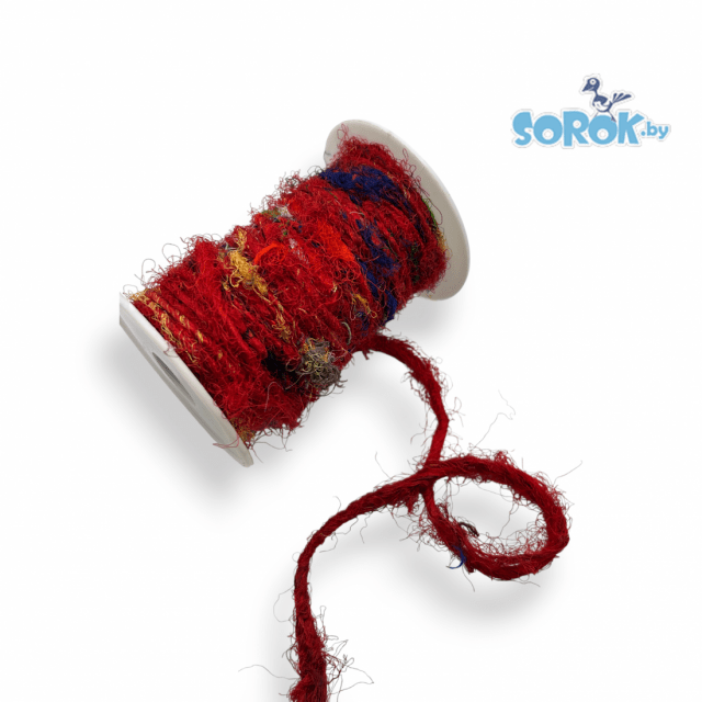 ШЕЛКОВАЯ нить, букле, Red, 2-3мм