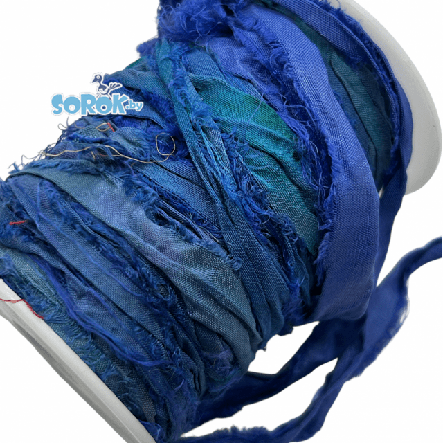 ШЕЛКОВАЯ лента-нить, Sapphire, 6-8мм ШЕЛКОВАЯ лента-нить, Sapphire, 6-8мм