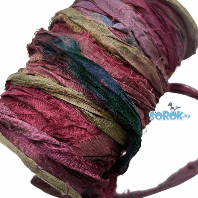 ШЕЛКОВАЯ лента-нить, Burgundy, 6-8мм ШЕЛКОВАЯ лента-нить, Burgundy, 6-8мм