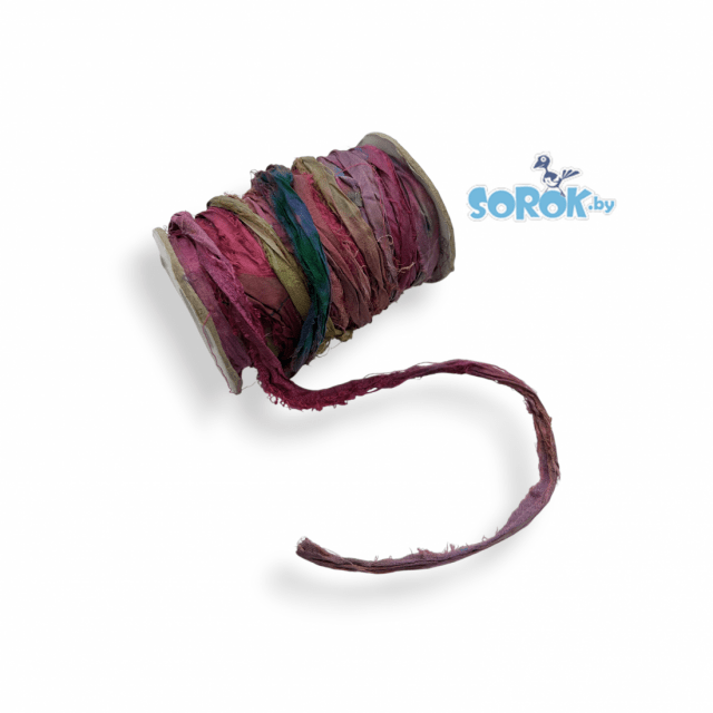 ШЕЛКОВАЯ лента-нить, Burgundy, 6-8мм ШЕЛКОВАЯ лента-нить, Burgundy, 6-8мм