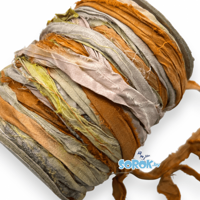 ШЕЛКОВАЯ лента-нить, Yellow-Orange, 6-8мм ШЕЛКОВАЯ лента-нить, Yellow-Orange, 6-8мм