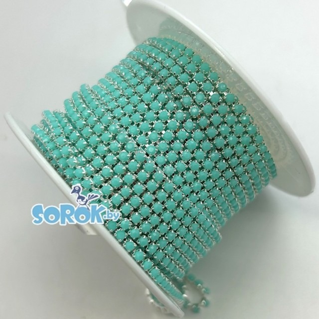 СТРАЗОВАЯ ЛЕНТА Mint Satin, серебро (2мм)