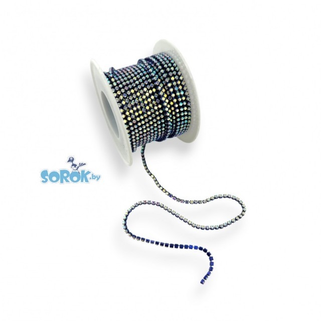 СТРАЗОВАЯ ЛЕНТА Crystal AB, оправа цвет аметист (2х2мм)