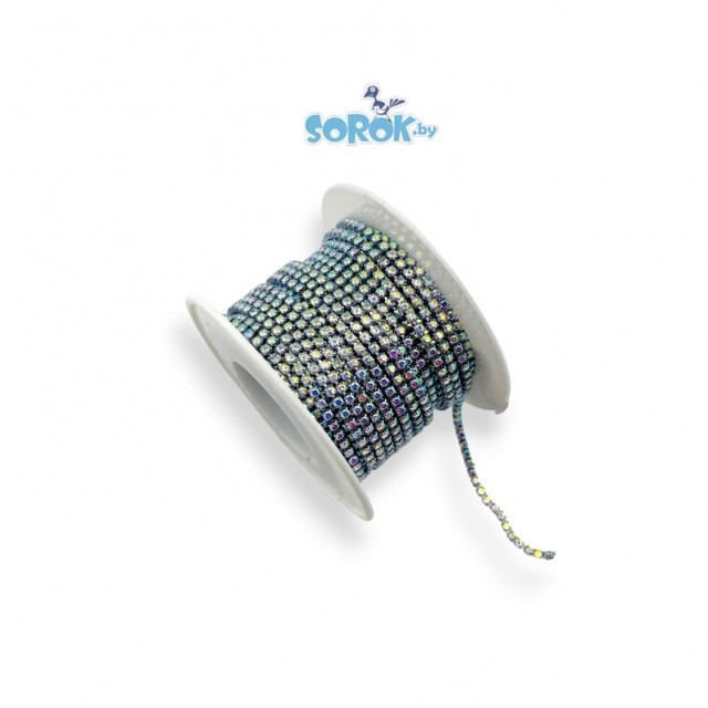 СТРАЗОВАЯ ЛЕНТА Crystal AB, оправа цвет никель (2х2мм)