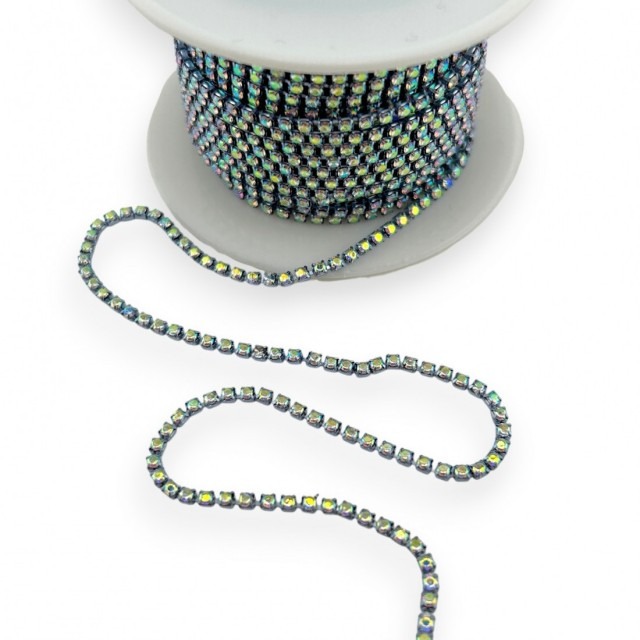 СТРАЗОВАЯ ЛЕНТА Crystal AB, оправа цвет никель (2х2мм)