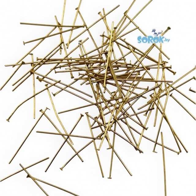 ПИНА с гвоздиком, сталь, позолота, 20x0,5 мм