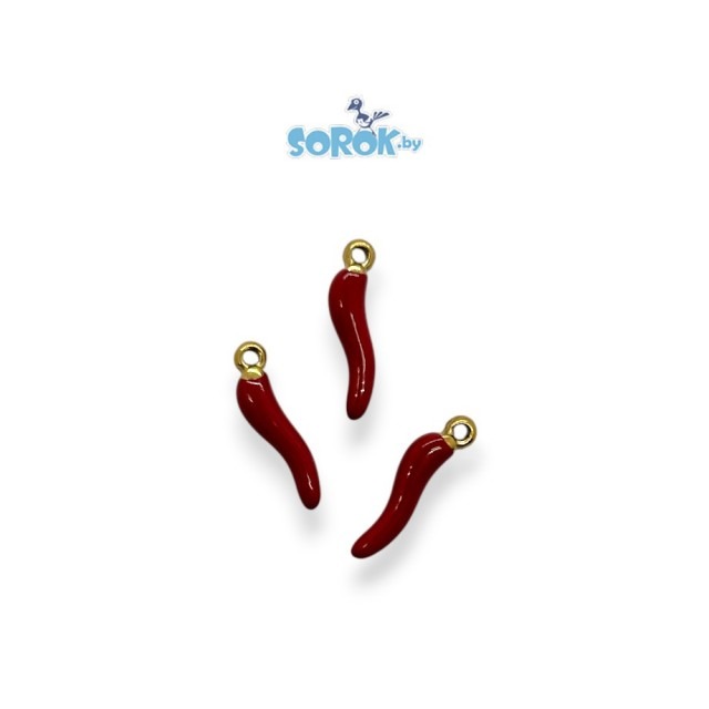 ПОДВЕСКА, сталь, перчик, красный, цвет золото, 15мм