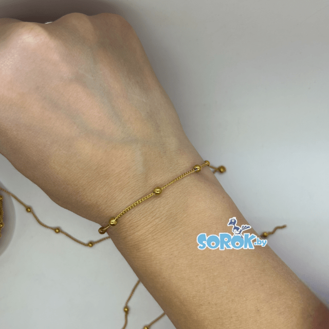 ЦЕПЬ классик с бусиной 3,5мм, стальная, цвет золото