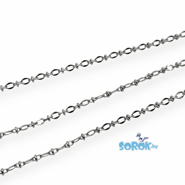 ЦЕПЬ овал ювелирная с диском 4мм, стальная (6х4,5мм)
