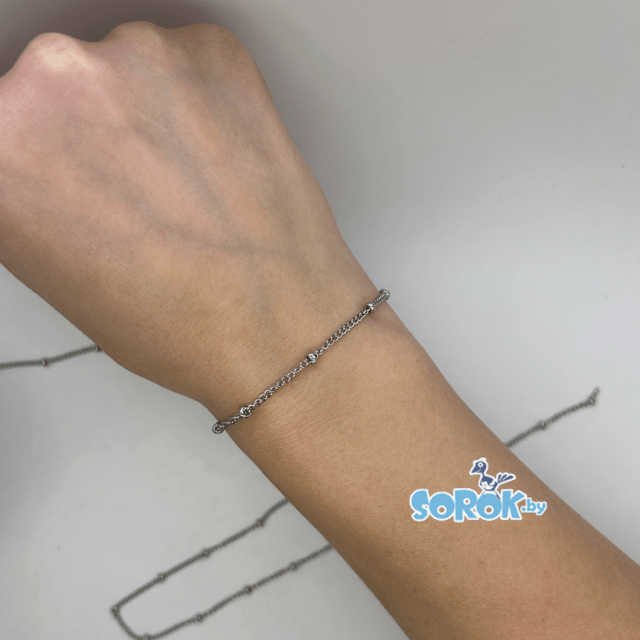 ЦЕПЬ классик с бусиной 2мм, стальная