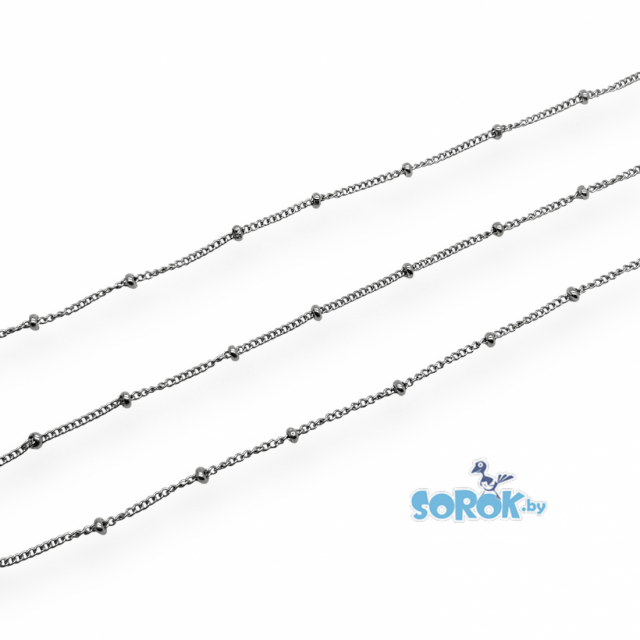 ЦЕПЬ классик с бусиной 2мм, стальная