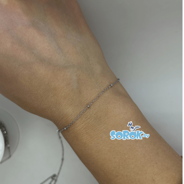 ЦЕПЬ звено с бусиной 1мм, стальная ЦЕПЬ звено с бусиной 1мм, стальная