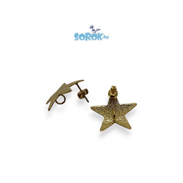 ПУСЕТ звезда, сталь, цвет золото/ ПАРА (20х20мм)