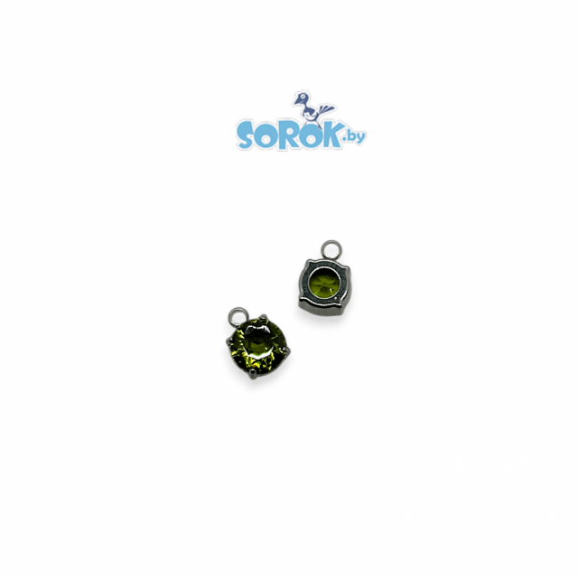ПОДВЕСКА, сталь, циркон Olivine в оправе, 6мм
