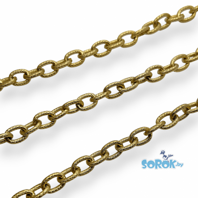 ЦЕПЬ якорная твист, сталь, цвет золото (11х8мм)