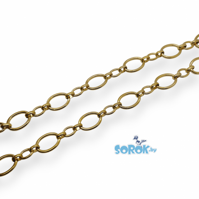 ЦЕПЬ овал комбо 1к1, сталь, цвет золото (21х16мм) ЦЕПЬ овал комбо 1к1, сталь, цвет золото (21х16мм)