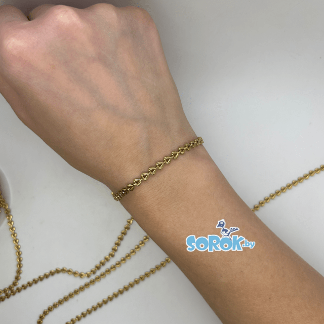 ЦЕПЬ сердце (плоская), сталь, цвет золото (6х4мм) ЦЕПЬ сердце (плоская), сталь, цвет золото (6х4мм)