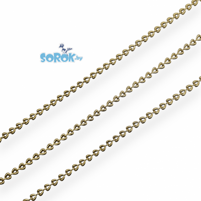 ЦЕПЬ сердце (плоская), сталь, цвет золото (6х4мм) ЦЕПЬ сердце (плоская), сталь, цвет золото (6х4мм)