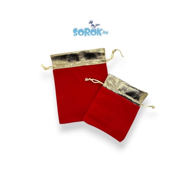 МЕШОЧЕК подарочный новогодний, красный, замша