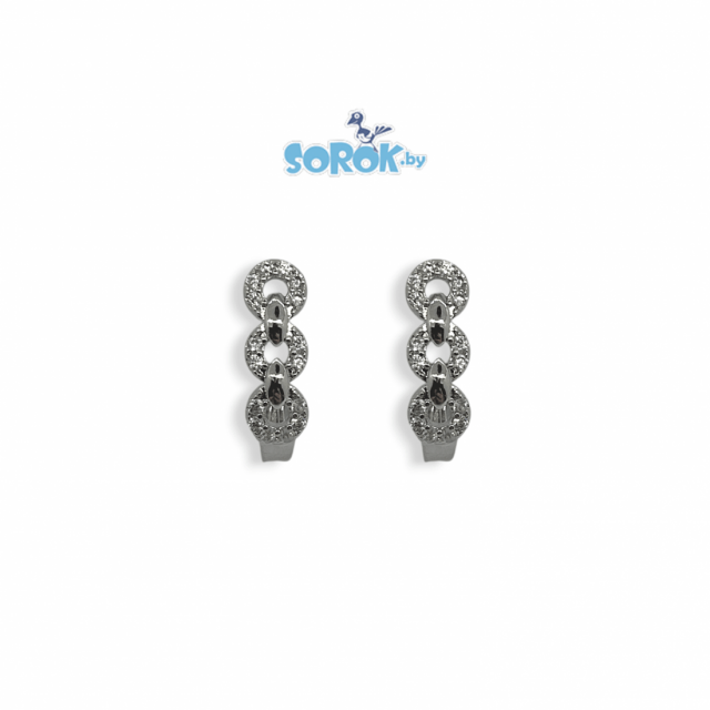 СЕРЬГИ родированные Цепь малая 20мм