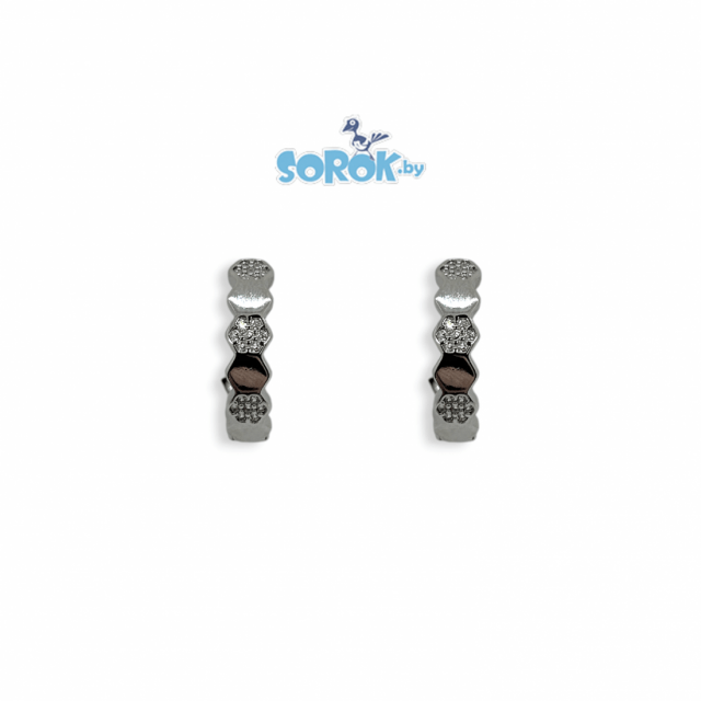 СЕРЬГИ родированные Alice 20мм / ПАРА