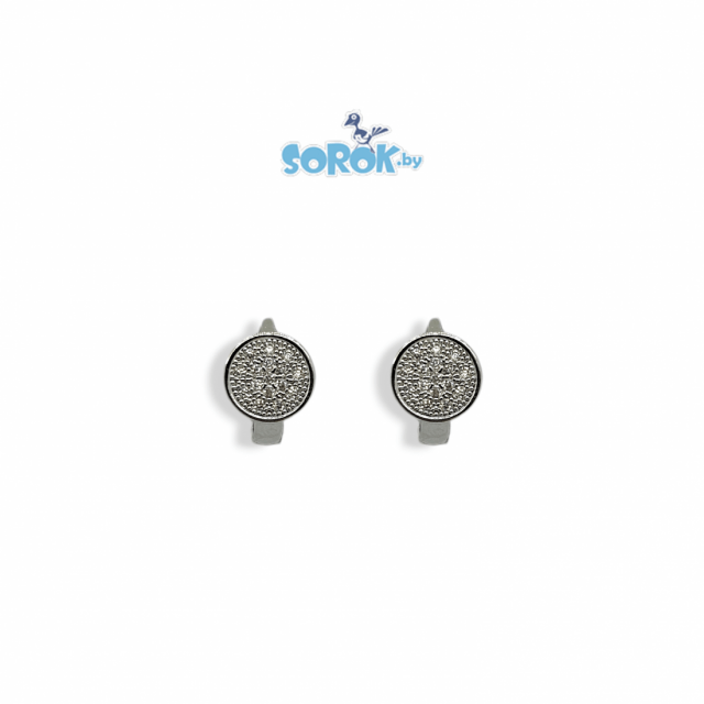 СЕРЬГИ c цирконами, родированные Victoria, 13мм / ПАРА