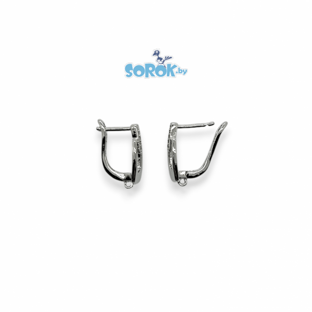 ШВЕНЗЫ c цирконами, родированные, Vera, 16мм / ПАРА