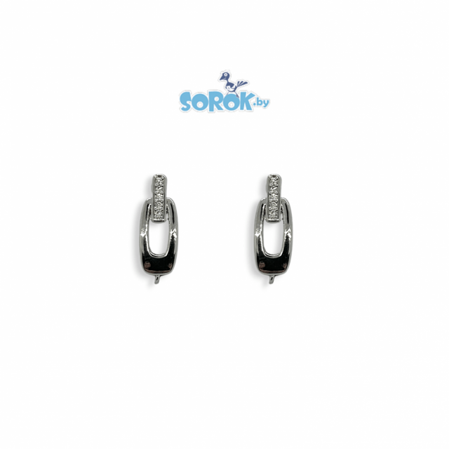 ШВЕНЗЫ c цирконами, родированные, Vera, 16мм / ПАРА