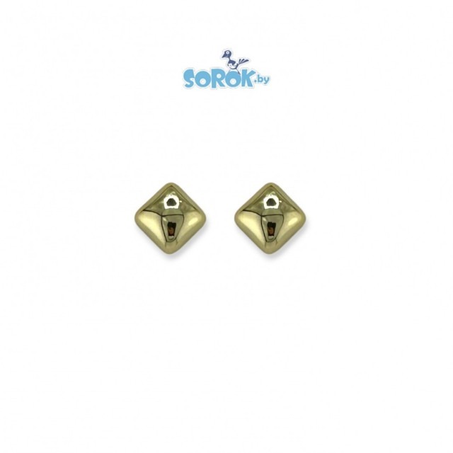 СЕРЬГИ пусеты Квадрат, пластик, цвет золото, 10мм /ПАРА