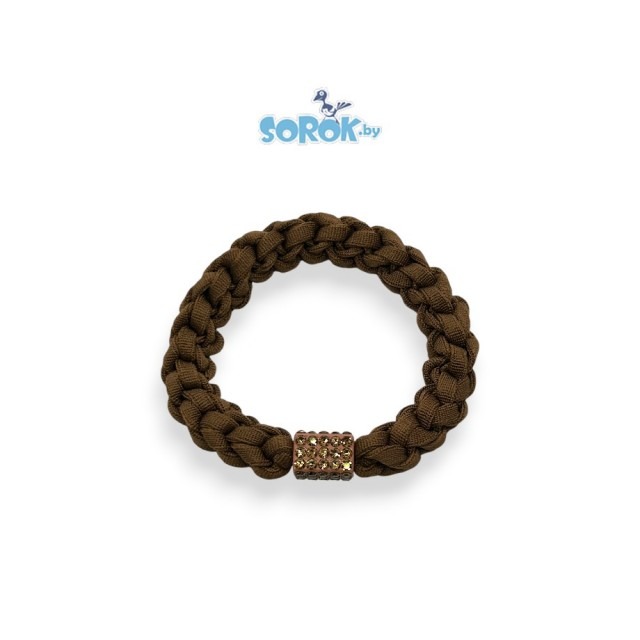 РЕЗИНКА для волос, плетеная с бусиной со стразами в ассортименте, 10мм