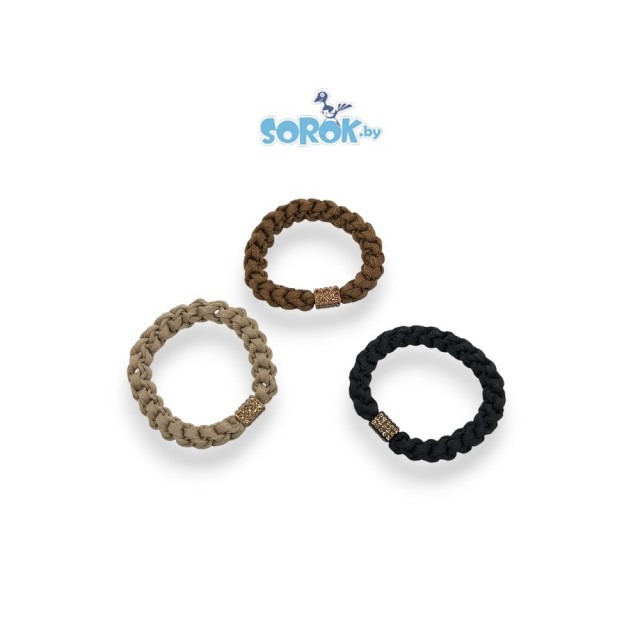 РЕЗИНКА для волос, плетеная с бусиной со стразами в ассортименте, 10мм