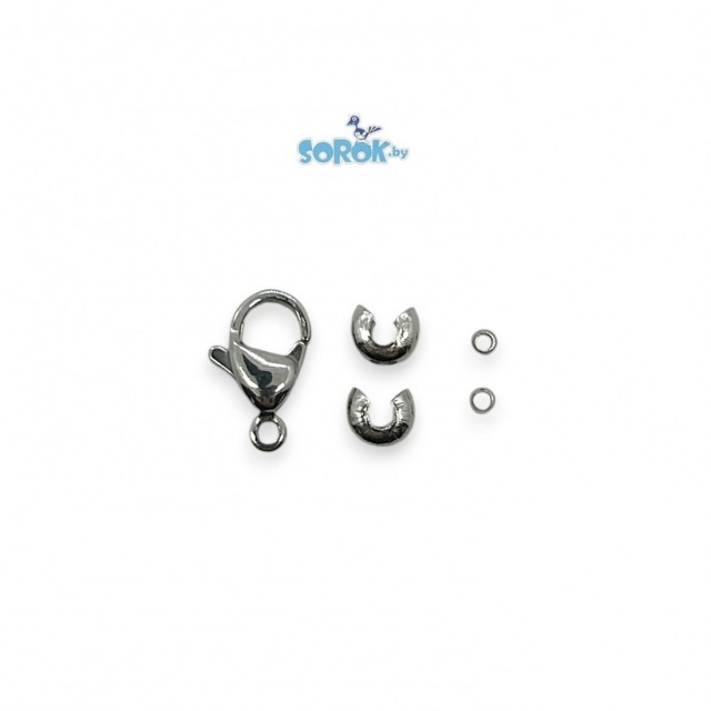 Набор для сборки бижутерии, цвет серебро (стальная фурнитура) (маск. бусина)