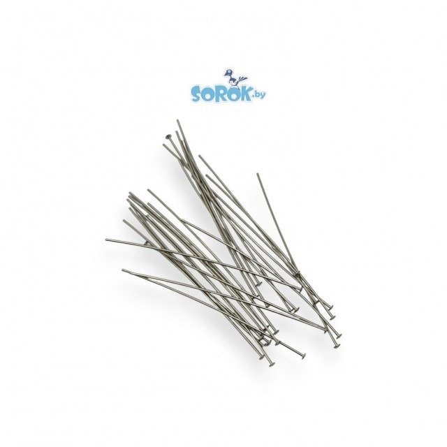 ПИНА со шляпкой, посеребряная, 0,7мм