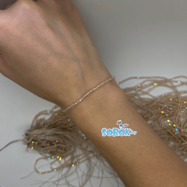 БУСИНА из стекла с юв. огр., Light Topaz Shimmer (2мм)/ нить 36см