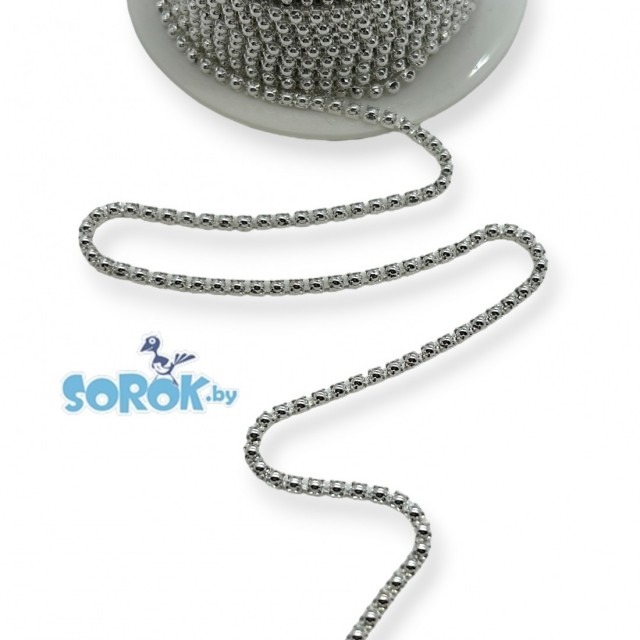СТРАЗОВАЯ ЛЕНТА Silver Satin, серебро (2мм)